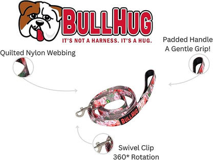 BULLHUG 6 FT Bulldog Leash with Padded Handle. Perfect for Bulldogs, French Bulldogs, Pugs & All Breeds. Leashes for Walking, Training Lead for Bulldogs (Pink Floral)