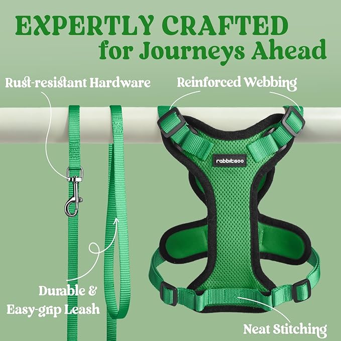 rabbitgoo Cat Harness and Leash for Walking, Escape Proof Soft Adjustable Vest Harnesses for Cats, Easy Control Breathable Reflective Strips Jacket, Grass Green, XXS
