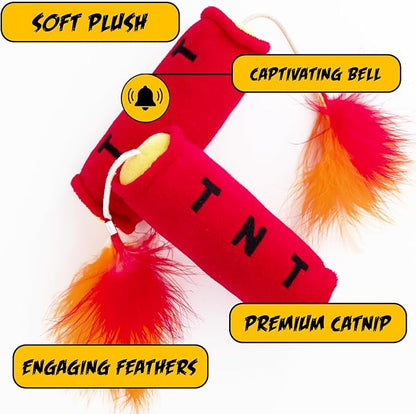 Cat Toys Grenade, Cat Toys for Indoor Cats, Kitten Toys, Catnip Toys for Cats of All Breeds, Action Themed Fun for Kicking, Biting, Chewing (Grenade & TNT, 2-Pack)