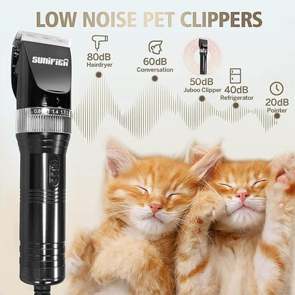Professional Dog Grooming Clippers for Thick Coat - Dog Hair Trimmer for Grooming Kit- Sheep Shears for Thick Hair – Pet Grooming Clippers for Dogs, Cats, Sheeps, Horse (Black)