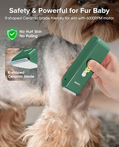 Marvljojo Upgrade Home Professional Dog Grooming Kit Clipper for Matted&Long Hair, Cordless Pet Shaver Low Noise USB Rechargeable for Cats, Small&Medium Dogs, Handy Pet Hair Grooming Trimmer, Green