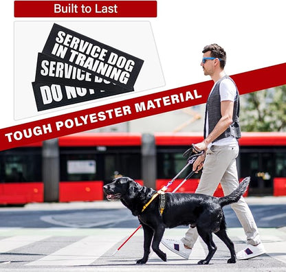 2Pack Service Dog Patch, Removable Dog Harness Patches with Hook Backing, Black Vest Patches for in Training Dogs, Emotional Support-M