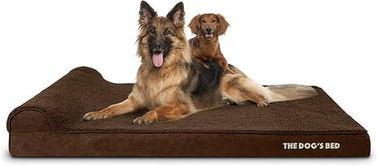 The Dog’s Bed Orthopedic Headrest Dog Bed XXL Brown Plush, Memory Foam, Pain Relief for Arthritis, Hip & Elbow Dysplasia, Post Surgery, Lameness, Waterproof Washable Cover, Veterinary Approved