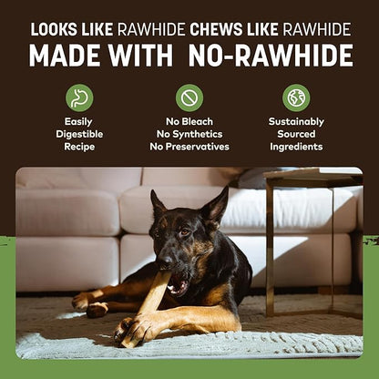 Earth Animal No Hide Chews - Long Lasting Rawhide Free Large Dog Chews Rolls, Pork - 3 Count Value Pack