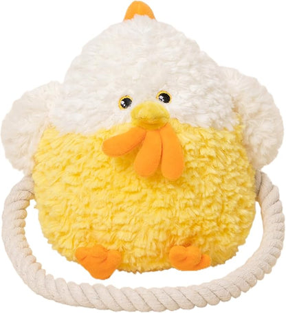 Aidiya Plush Squeaky Dog Toy with Crinkle Paper Interactive Rope Stuffed Animal Dog Plush Chewing Toy for Puppy Small and Medium Dogs(Yellow)