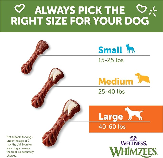 WHIMZEES Wellness Value Box Dog Dental Treats, Large Size, (24 Count)