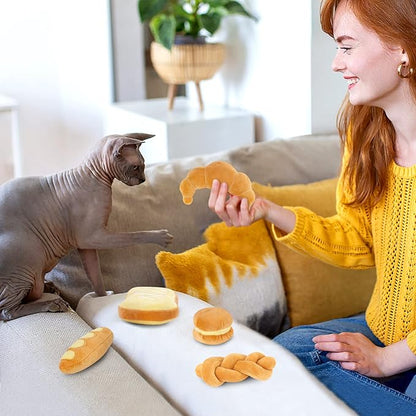 Distaratie Cat Catnip 6Pcs Cat Toys Catnip Chew Bite Resistant Chew Toys for Cats Boredom Relief Teeth Cleaning Interactive Cat Toys Catnip Filled Cat Lover Gift Birthday Treat, Set of 6