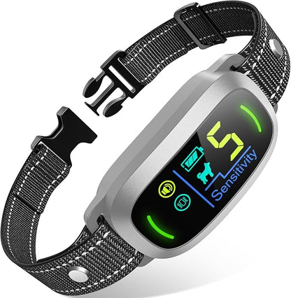 FAFAFROG Dog Bark Collar for Large Medium Small Dogs, Rechargeable Smart Bark Collar, Anti Barking Training Collar with 5 Adjustable Sensitivity Beep Vibration (Silver)