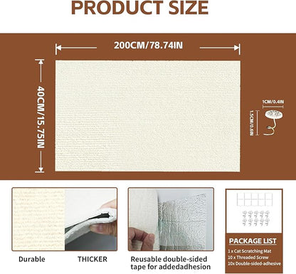 3-in-1 Cat Scratcher & Furniture Protector for Couch Corners,Adhesive Scratch Deterrent Pad with Fasteners for Indoor Cats,Sofa,Armchairs