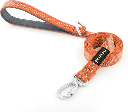 Plutus Pet Heavy Duty Dog Leash with Lockable Aluminum Carabiner, 4/6 Feet Long, Double-Sided Reflective Nylon, Padded Handle, for Puppy, Small, Medium and Large Dogs (Orange, 1" x 4')