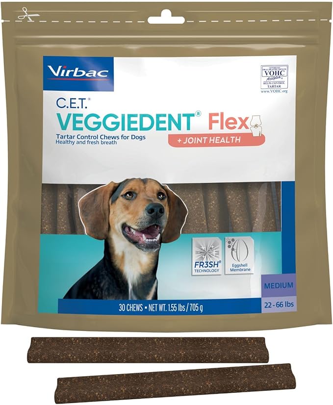 Virbac C.E.T. VEGGIEDENT Flex Tartar Control Chews for Dogs - Medium