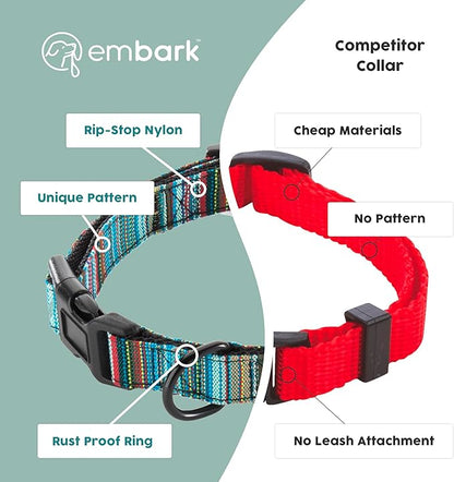 Embark Adventure Dog Collar – Stylish & Durable Nylon Collar for Medium Dogs, Comfortable & Adjustable Pet Collar for Medium Sized Dog with Strong Buckles