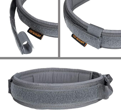 EXCELLENT ELITE SPANKER Tactical Dog Collar Nylon Adjustable Training Collar Military Dog Collar Heavy Duty Metal Buckle with Control Handle for Medium and Large Dogs with Patches(Grey-M)