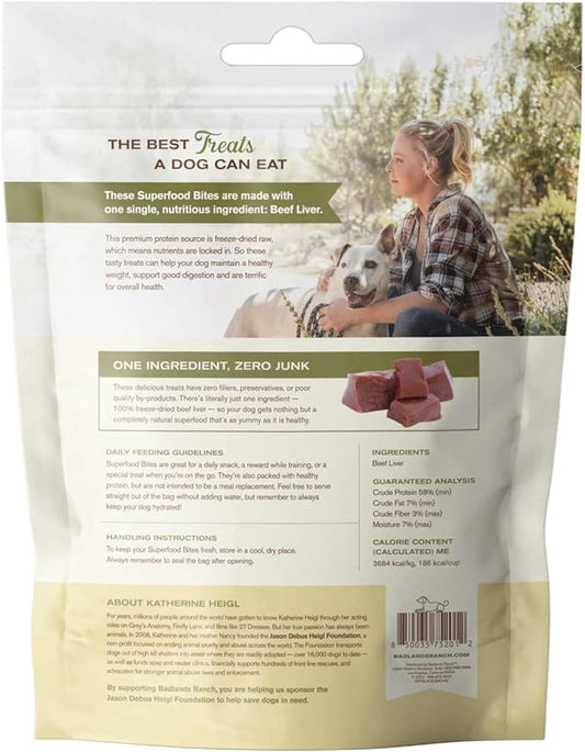 BADLANDS RANCH by Katherine Heigl – Superfood Bite Freeze-Dried Raw Beef Liver Dog Treats – High Protein Single-Ingredient Snacks for Training, Rewards & Daily Wellness