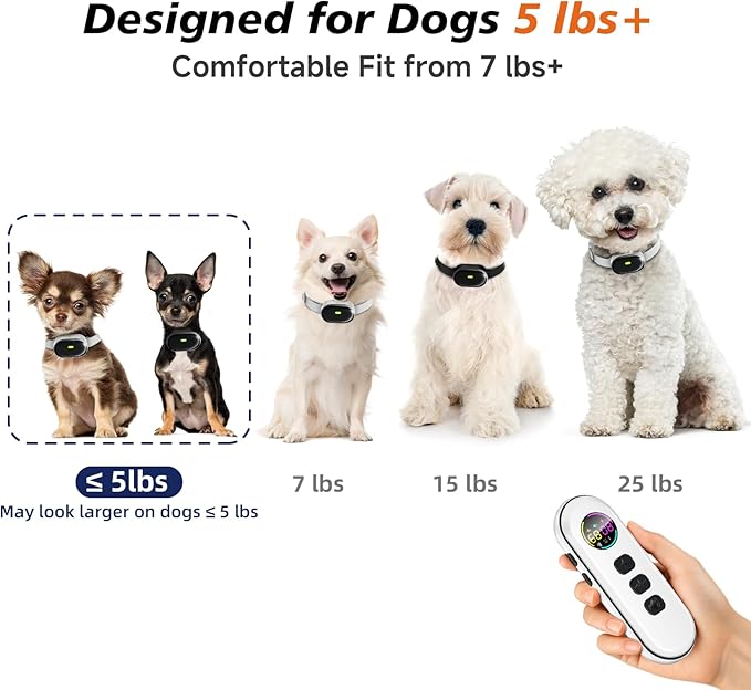 2025 Upgraded Ultra-Small Shock Collar for 2 Dogs, Ultra-Light & Thin Shock Collar for Small Dogs 5-15lbs, Ultra-Modern Design, Beep, Vibration and Shock with Safety Lock, IPX7 Waterproof, WhiteBlack