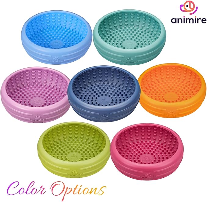 Dog Lick Bowl, Animire Freeze Lick Mat for Dogs, Non-Slip Slow Feeder Licking Bowl Enrichment Treat for Distraction Anxiety Relief, Food Grade Silicone, Dishwasher Safe(Rose,XL)