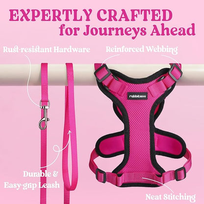 rabbitgoo Cat Harness and Leash for Walking, Escape Proof Soft Adjustable Vest Harnesses for Cats, Easy Control Breathable Reflective Strips Jacket, Rose Red, XS
