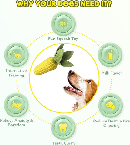 Squeaky Dog Toys for Aggressive Chewers, Indestructible Tough Dog Chew Toys for Small Medium Large Dogs, Interactive Dog Toys with Milk Flavor
