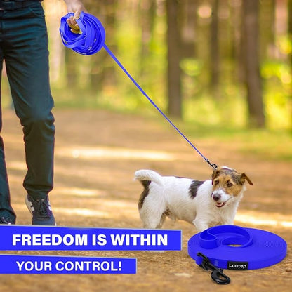 Waterproof Dog Leash 10ft, 16ft, 30ft, 50ft PVC Recall Long Line Dog Leash Beach Swimming Tracking Training Dogs Lead for Pet, Medium and Large Dogs