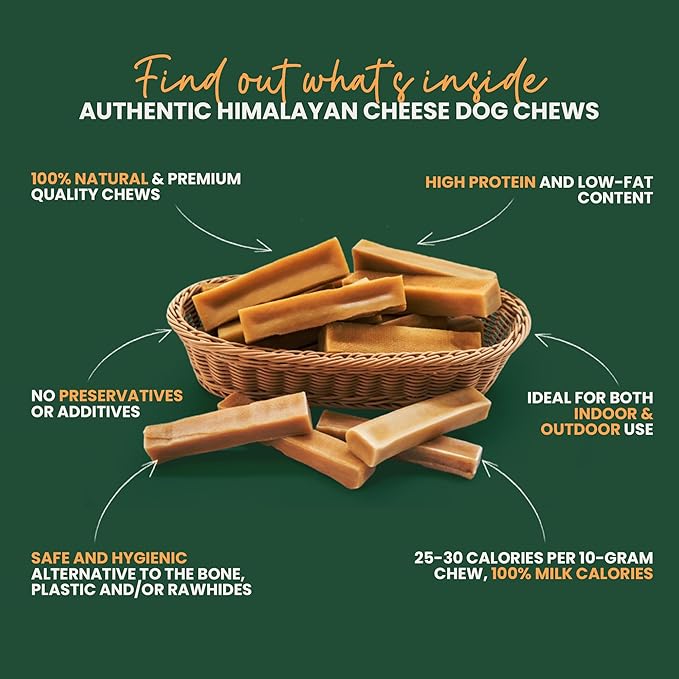 100% Natural Himalayan Yak Cheese for Dogs - Mega (Pack of 5) - Sourced from Pristine Himalayan Foothill, Rawhide-Free, NO preservatives