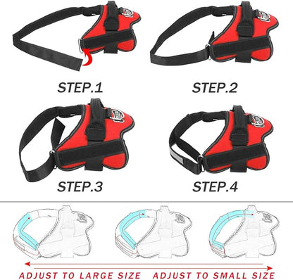 Bolux Dog Harness, No-Pull Reflective Dog Vest, Breathable Adjustable Pet Harness with Handle for Outdoor Walking - No More Pulling, Tugging or Choking (Red, M)