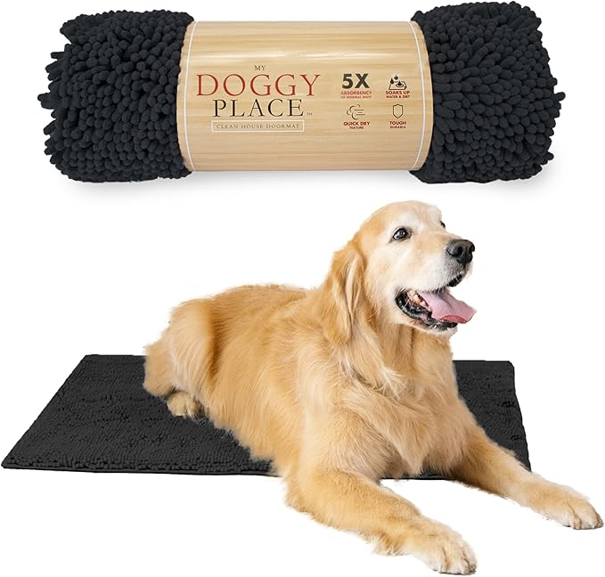 My Doggy Place Dog Mud Mat, 36" x 26" Charcoal – Thick Microfiber Entry Rug for Snow, Mud & Salt – Absorbent, Quick-Dry, Washer-Safe & Non-Slip, Large