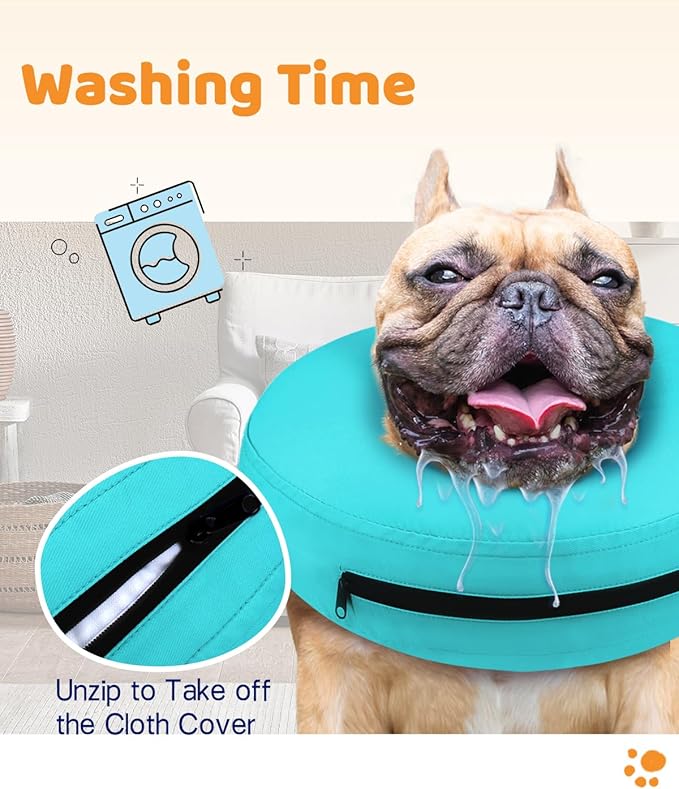 Supet Inflatable Dog Cone Collar for Small Dogs Puppies Cats, Soft Dog Cone Alternative After Surgery for Puppies Cats to Stop Licking