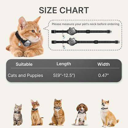 Waterproof Airtag Cat Collar, Breakaway Cat Airtag Collar with Luminous & Reflective Fish Pattern, Lightweight Kitten Collars for Apple Air tag, Hidden GPS Tracker Holder for Cats, Kittens(9-13")