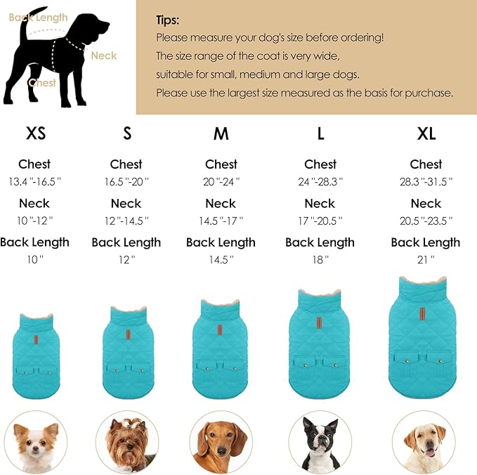 Large Dog Winter Jacket, Pet Warm Windproof Coat Dogs Cold Weather Coats Snow Jacket Pets Clothes, Golden Retriever, Labrador Retriever, Husky, Blue L