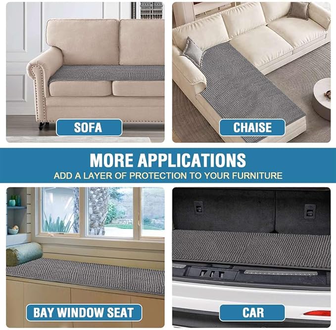 H.VERSAILTEX Plush Chenille Couch Cover for 3 Cushion Couch Anti Slip Washable Sofa Slipcovers Soft and Durable Furniture Protector for Dogs Cats Kids (27.5" x 82", Gray)