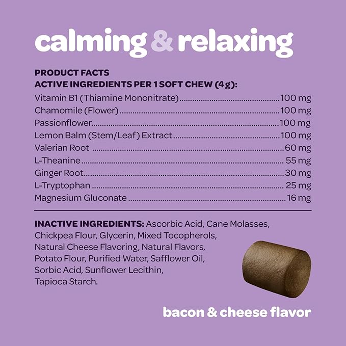 Calming Chews for Dogs | Herbal Dog Calming Chews for Anxiety from Normal and Occasional Stressors Including Separation Storms Grooming & Travel | NASC Certified & Made in The USA | 90 Count