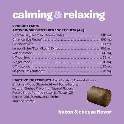 Calming Chews for Dogs | Herbal Dog Calming Chews for Anxiety from Normal and Occasional Stressors Including Separation Storms Grooming & Travel | NASC Certified & Made in The USA | 90 Count