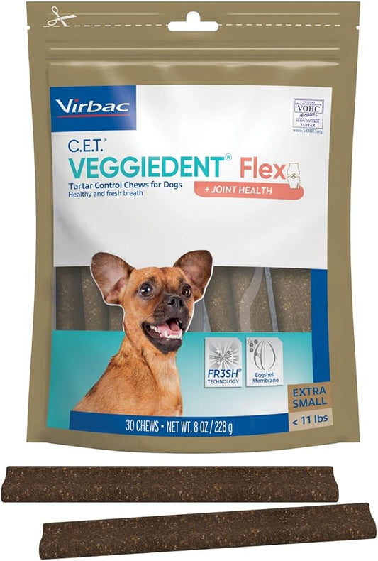 Virbac C.E.T. VEGGIEDENT Flex Tartar Control Chews for Dogs - Extra Small