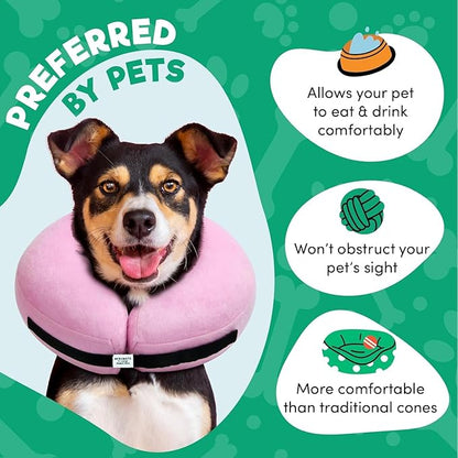 BENCMATE Inflatable Dog Cone Collar Alternative, Soft Dog Cone for Small Medium Large Dogs and Cats, Neck Recovery ECollar Donut Collar After Surgery (XXLarge, Pink)