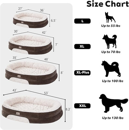 PetFun Orthopedic Dog Bed Couch for Large Sized Pets with Egg Foam Support, Four-Sided Bolster Cushions, Soft Tear-Resistant Fabric, and Removable Machine Washable Plush Cover