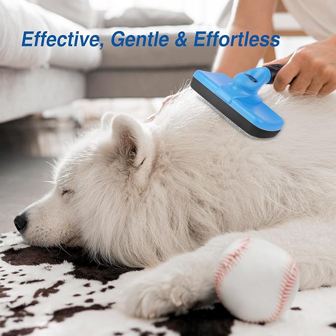 4 in 1 Skin Friendly Grooming kit including Dematting Rakes,Self Cleaning Slicker Brush,Deshedding Brush,Flea Comb for Haired cat Dog and Small Animals.