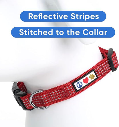 Pawtitas Reflective Dog Collar Adjustable Dog Collars for Small Dogs Puppy Collar Small Dog Collar Red Dog Collar