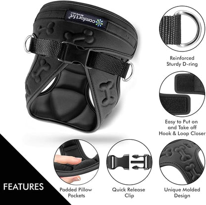 Comfort Fit Dog Harness No Pull with Leash Clips Step in Harness for Small Sized Dogs Soft Padded All Weather Dog Vest with Easy Control No Escape Adjustable Buckles for Dogs & Puppies – Black XS