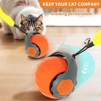 MAXTOOA Interactive Cat Toys for Indoor Cats Smart Automatic Ball Rolling for Bored Kitten Pet Upgraded Speedy Moving Chase Dogs Toy Orange