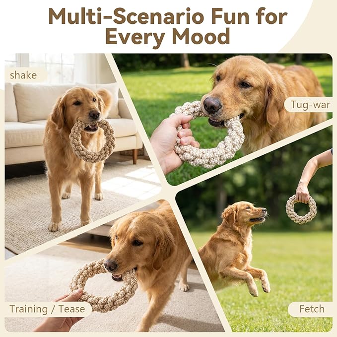 IRRESTRICO Durable Puppy Chew Toys for Teething, Tough Rope Toys for Small and Medium Dogs, Training Chew Rope, M Size