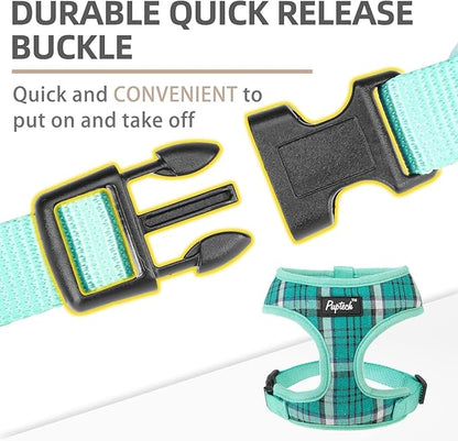 PUPTECK Soft Mesh Dog Harness and Leash Set Pet Puppy Cat Comfort Padded Vest No Pull Harnesses, Green, XS