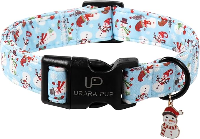Christmas Snowman Dog Collar - Xmas Dog Collars with Cute Snowman Patterns - Soft, Adjustable, Ideal for Winter Holidays S