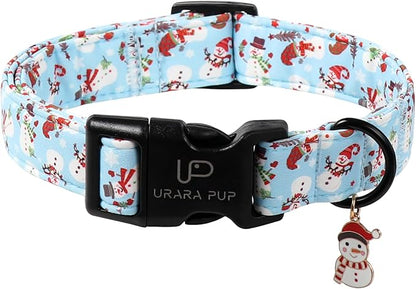Christmas Snowman Dog Collar - Xmas Dog Collars with Cute Snowman Patterns - Soft, Adjustable, Ideal for Winter Holidays XL