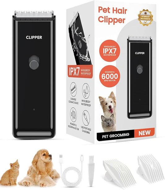 Tawiijou Pet Clippers for Dog Hair Grooming Low Noise, Rechargeable Cordless Cat Shaver with Ceramic Blade,Portable Pet Hair Trimmer for Matted & Long Hair
