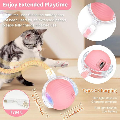 MAXTOOA Interactive Cat Toys for Indoor Cats Smart Automatic Ball Rolling for Bored Kitten Pet Upgraded Speedy Moving Chase Dogs Toy Pink Dragonfly