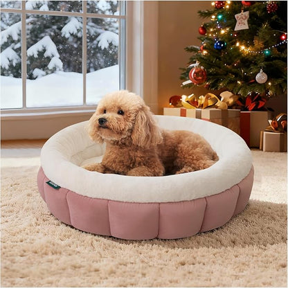 BALANCE Cat Beds for Indoor Cats, Washable Round Cat Bed, Cute Kitten Bed with Anti-Slip Bottom for Kitty and Puppy, 23 Inches, Mellow Rose