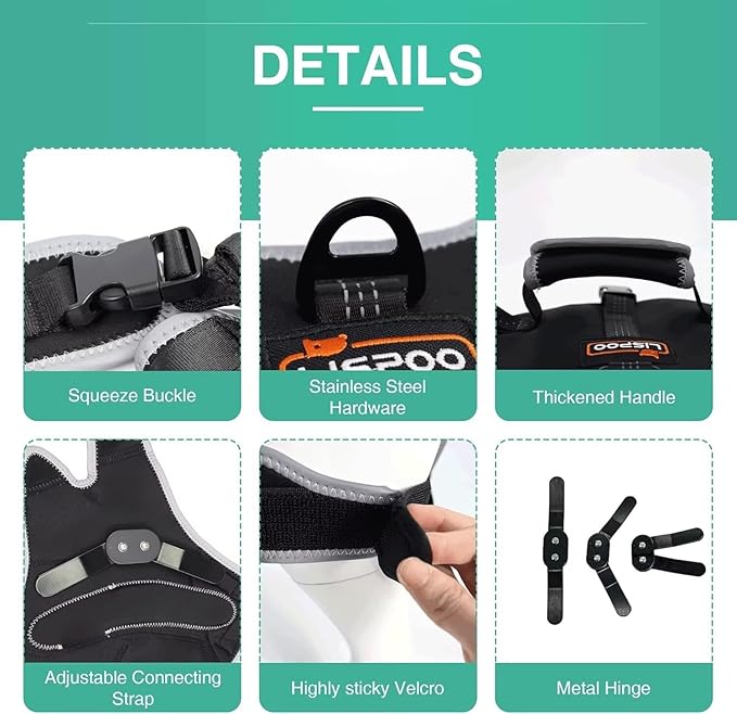 Dog Knee Brace for ACL/CCL Injuries,Torn Ligament,Pain Relief,Joint Warmth,Luxating Patella - Rear Leg Support,Black,Upgraded,Right Legs,Customized