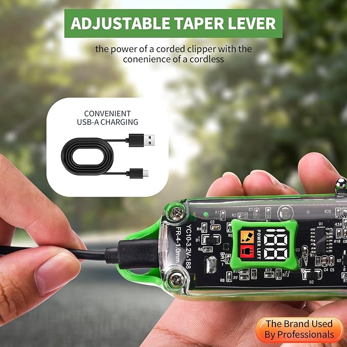 LQTⓇ Pet Electric Trimmer, Transparent Edition, Quiet Design, Wireless USB Charging, LED Digital Display. Suitable for Pets with Thick Coats.