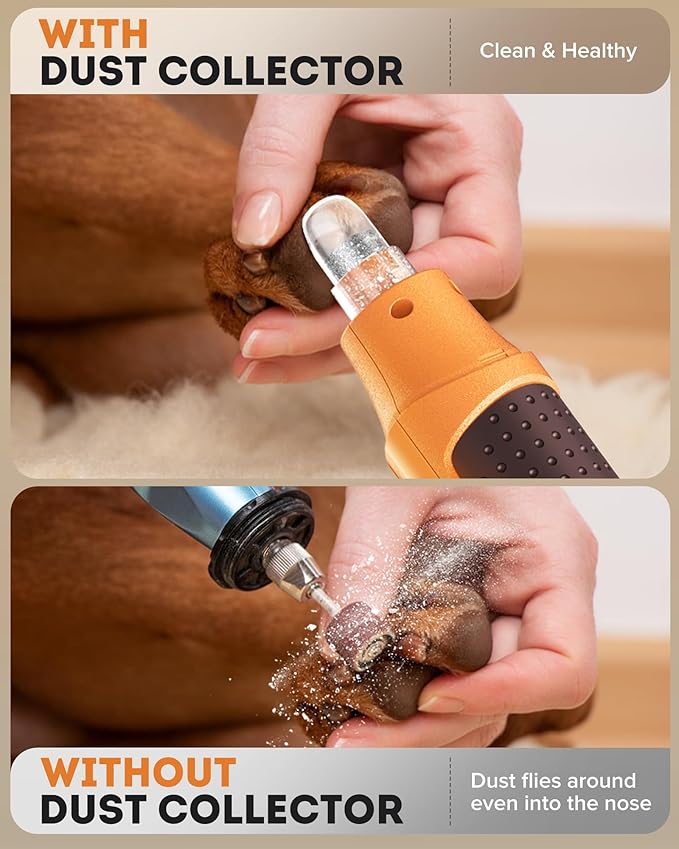 7-Speed Dog Nail Grinder with LED Light – Ultra Quiet Electric Pet Nail Trimmer for Large Dogs & Cats – Professional Grooming Tool with Dust Collector, One-Hand Speed Control & Instant Stop Safety