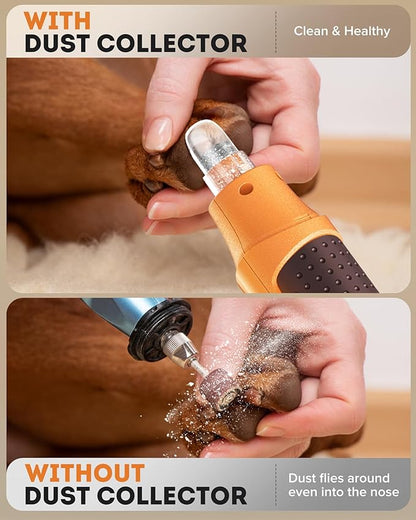 7-Speed Dog Nail Grinder with LED Light – Ultra Quiet Electric Pet Nail Trimmer for Large Dogs & Cats – Professional Grooming Tool with Dust Collector, One-Hand Speed Control & Instant Stop Safety